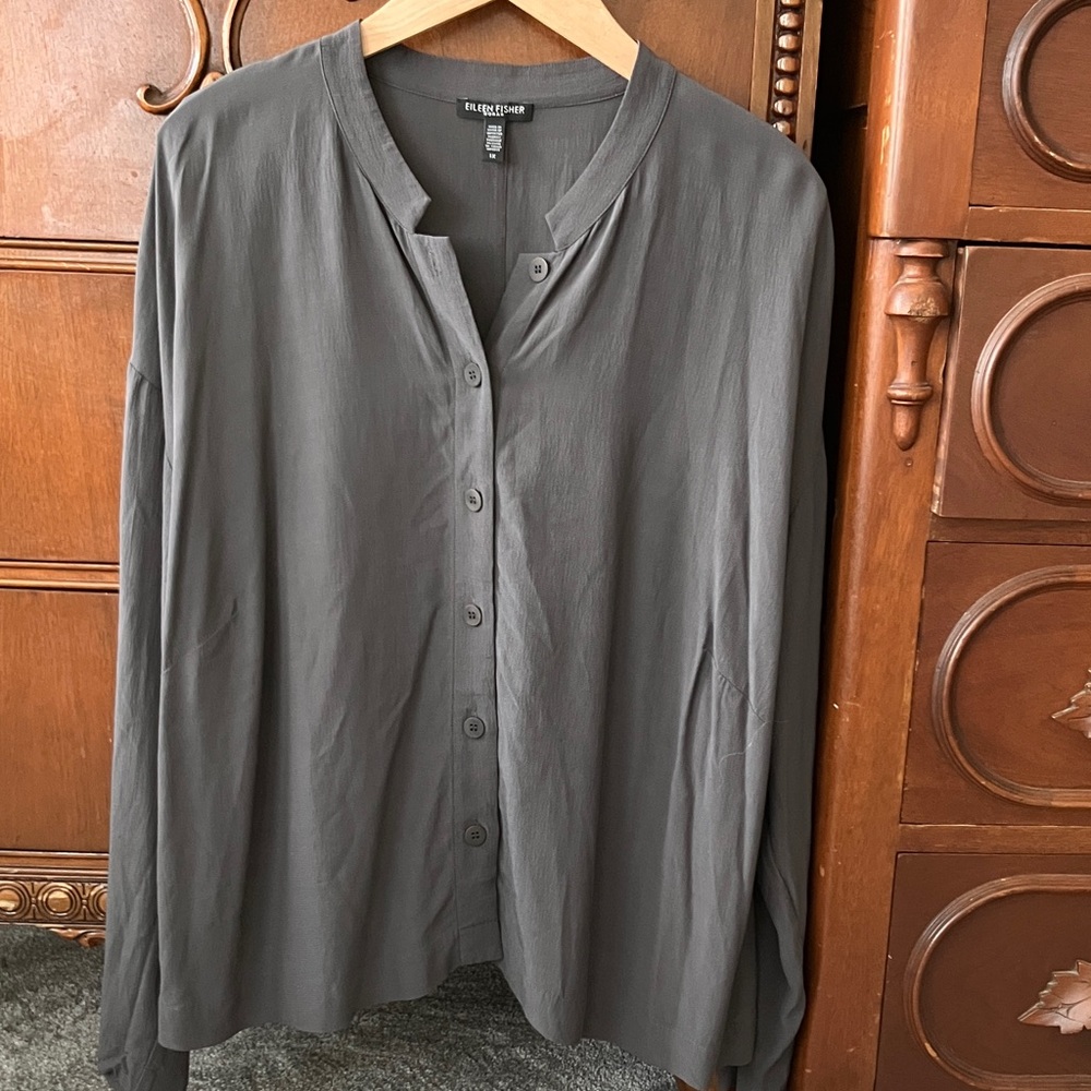 Eileen Fisher Mandarin Collar Top size 1X